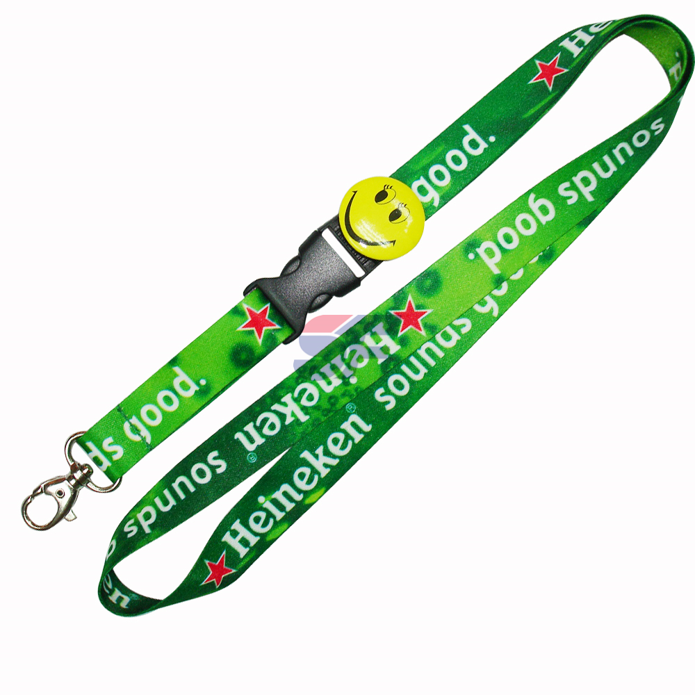 heat transfer printed custom lanyards no minimum order with logo with simple lobster claw