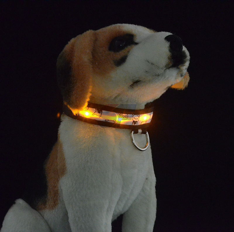 Solar Power Rechargeable LED Pet Dog Collar Glow in The Dark