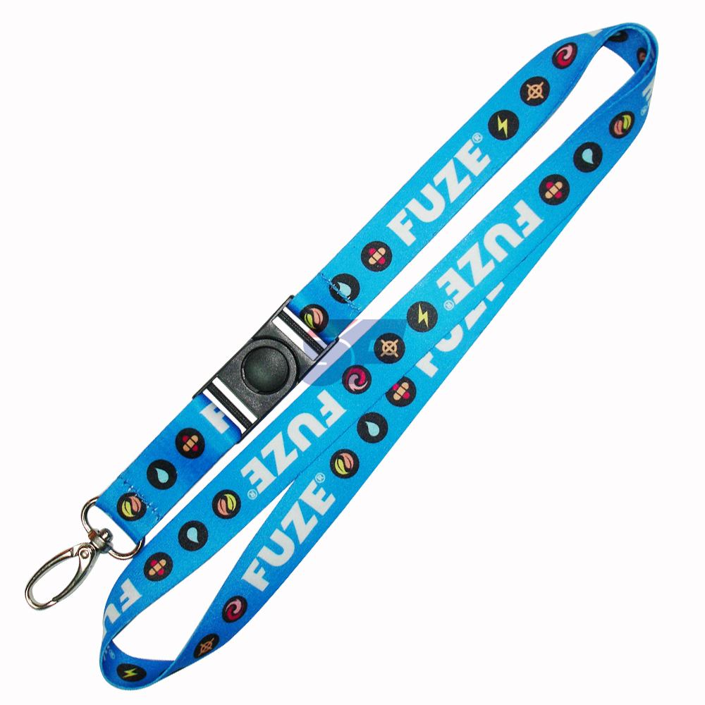 Dye Sublimation Printed lanyard strap with Double Bulldog Clip